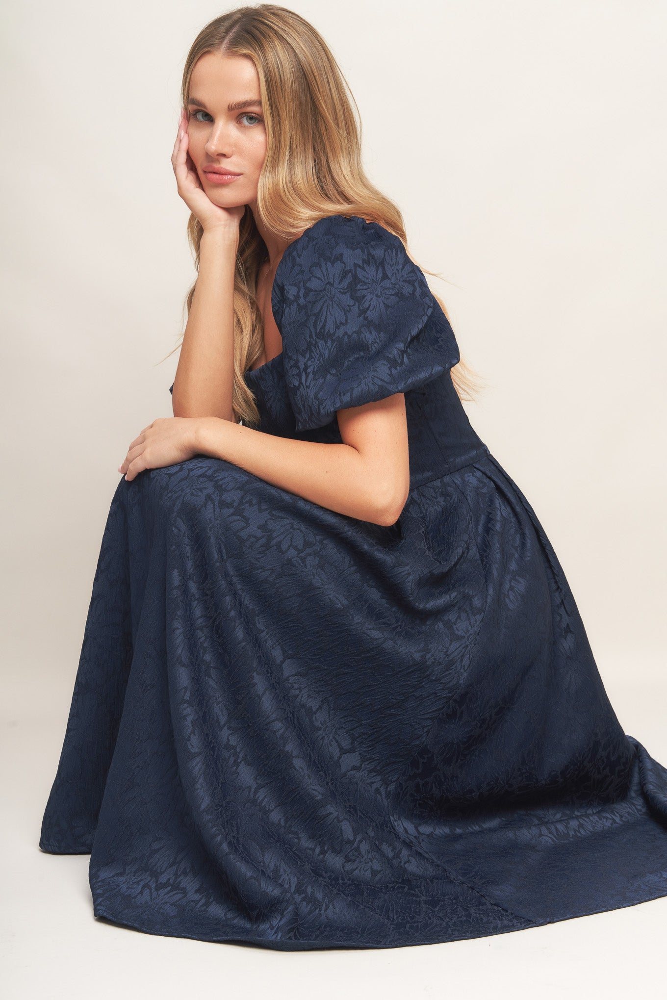 TRY AND TRY AGAIN JACQUARD WOVEN MIDI DRESS Flying Tomato